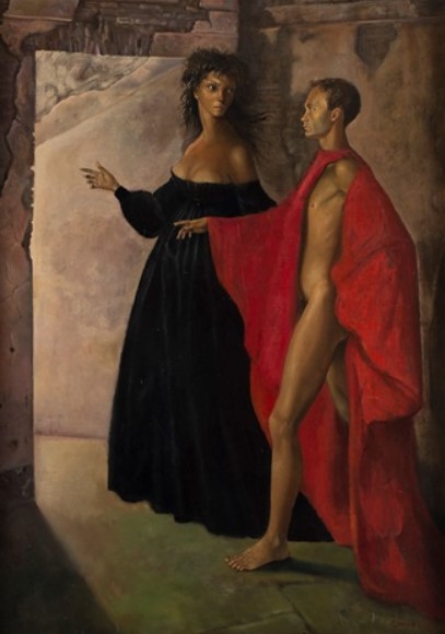"Dans la tour (In the Tower)/Self-Portrait of Leonor Fini with Constantin Jelenski" by Leonor Fini