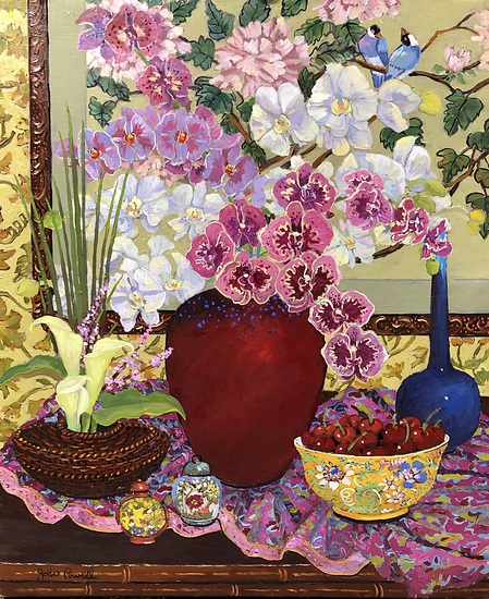 « Cerises de printemps et orchidées » par John Powell