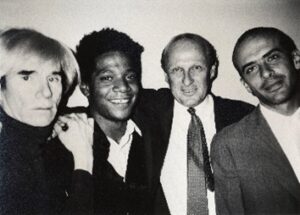 Andy Warhol avec Jean-Michel Basquiat, Bruno Bischofberger, et Francesco Clemente, in 1984