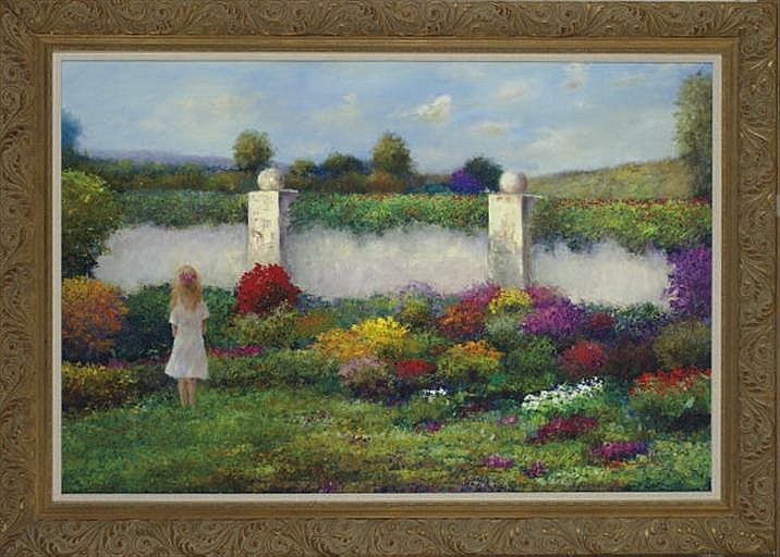 "Girl in a flower garden" by Troy Acker 