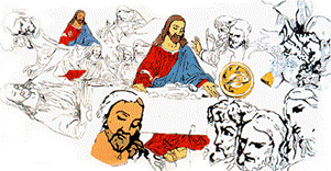 Images de Jésus tirées de La Dernière Cène cycle (1986) d'Andy Warhol.