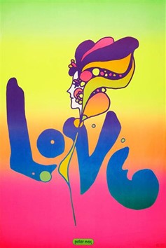 El amor. 1969. Cartel de arte pop. Peter Max.