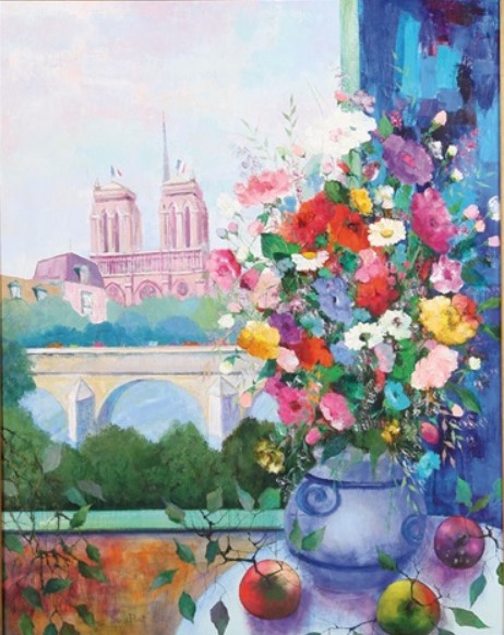 "Still life view of Notre Dame" by Maurille Prevost