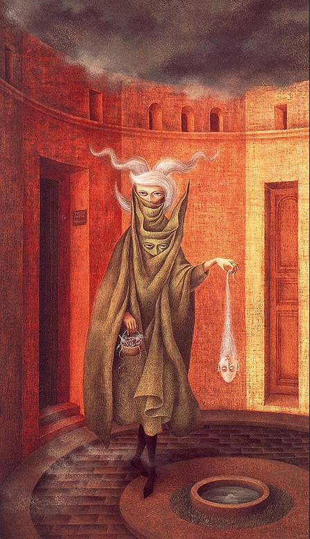 "Woman Leaving the Psychoanalyst" by Remedios Varo