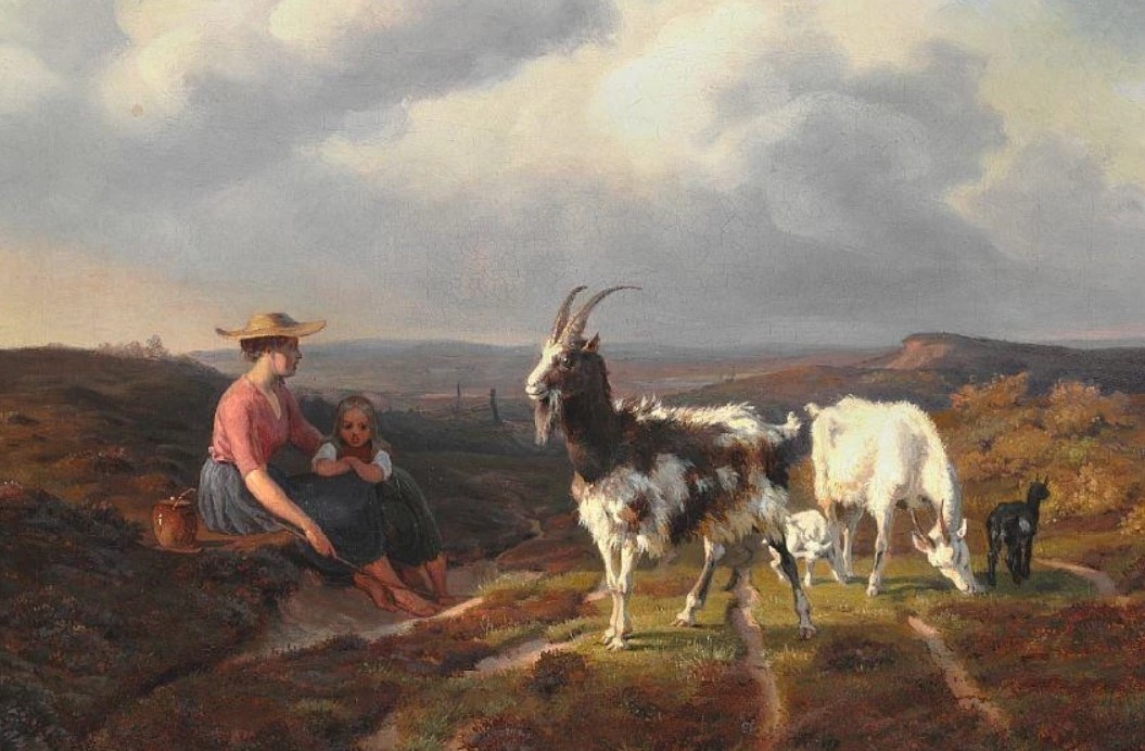 « Mère et enfant qui s’occupent des chèvres » par Vilhelm Pedersen