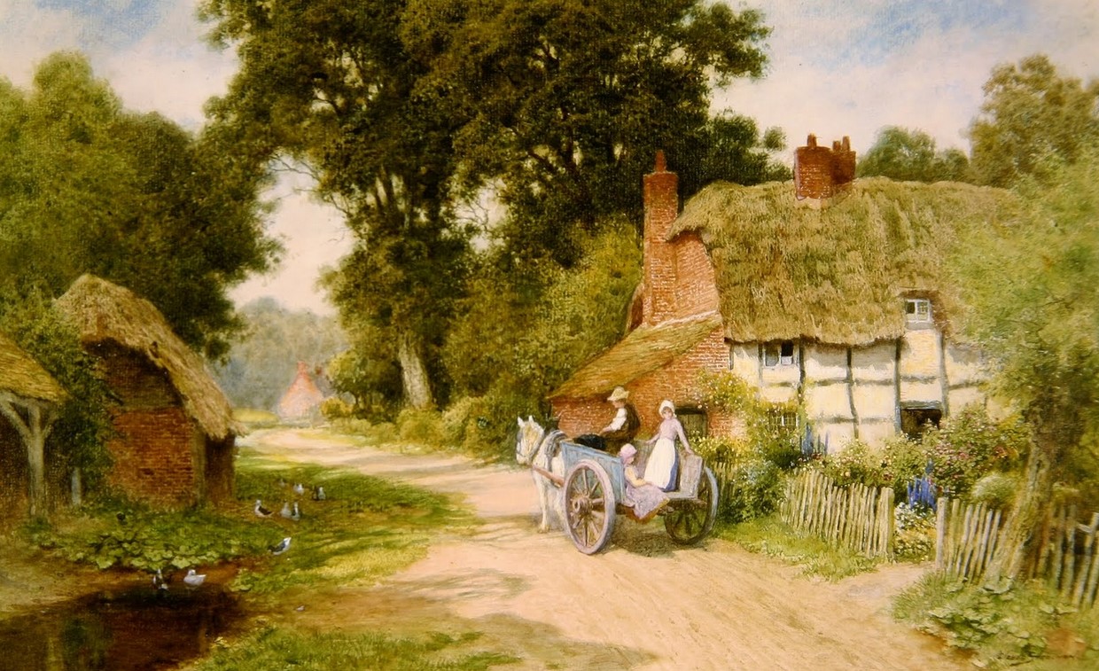 "A Warwick Lane" by Arthur Claude Strachan
