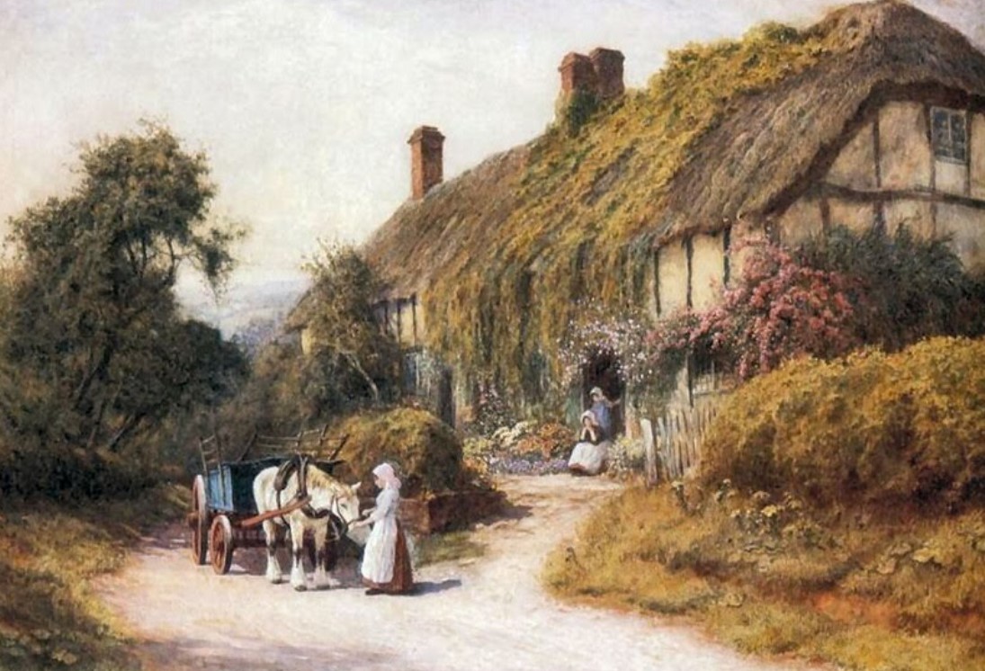 "A Cottage at Ashton Under Hill, Gloustershire" by Arthur Claude Strachan