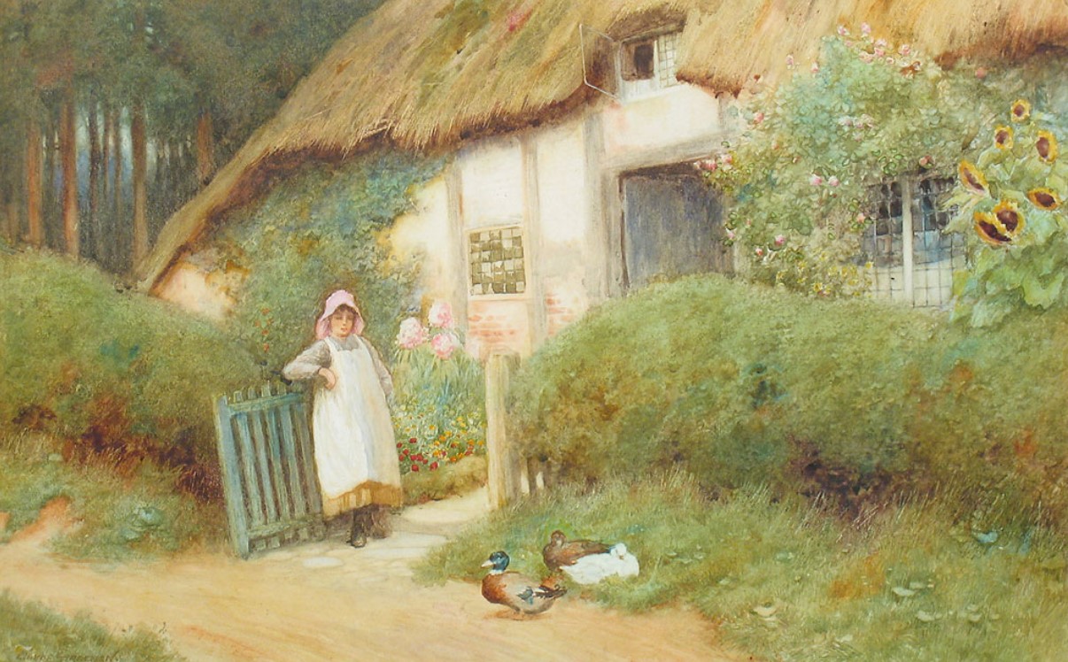 "A Woodland Cottage" by Arthur Claude Strachan