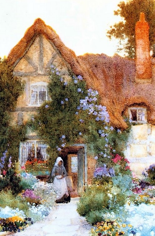 "Outside the Cottage" by Arthur Claude Strachan
