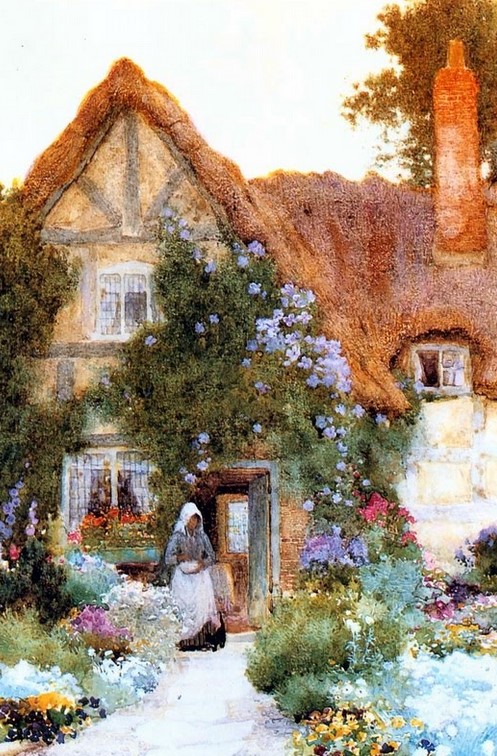 "Outside the Cottage" by Arthur Claude Strachan