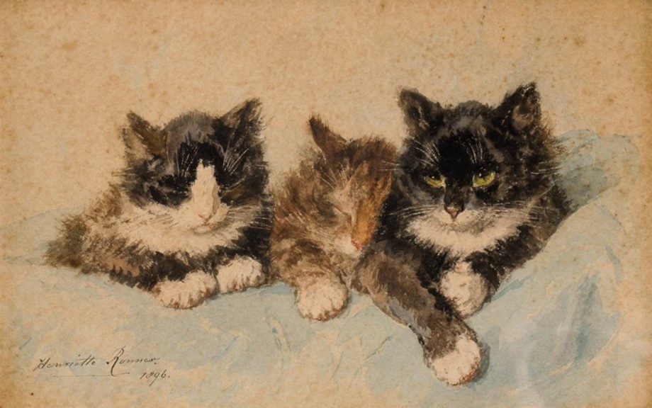 "Le trio" by Henriette Ronner-Knip