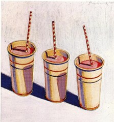 Three Strawberry Shakes (1964) Wayne Thiebaud. Charles Campbell Gallery, San Francisco.