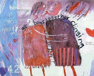 1961: We Two Boys Together Clinging David Hockney. Arts Council, Southbank Centre, Londres.