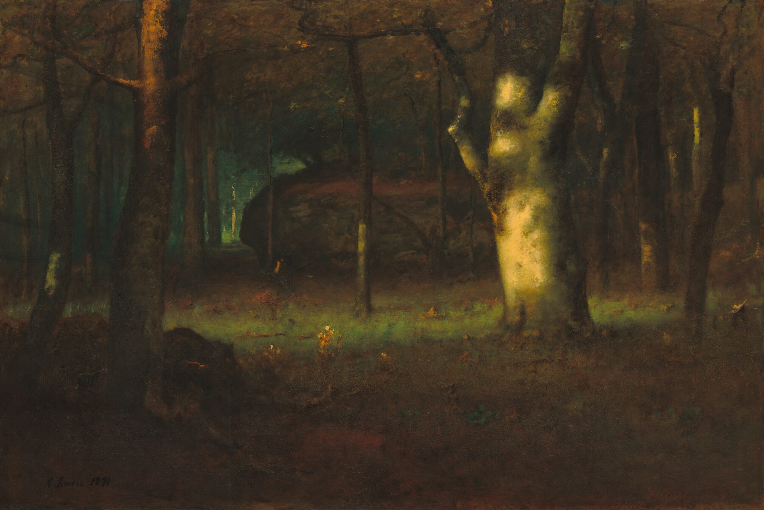 "Sunset in the Woods" by George Inness
