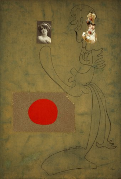 Joan Miró , UNTITLED. 1933. Drawing-collage, Conté crayon, gouache and collage on paper, 108 x 70 cm - Fundació Joan Miró, Barcelona. On loan from a private collection