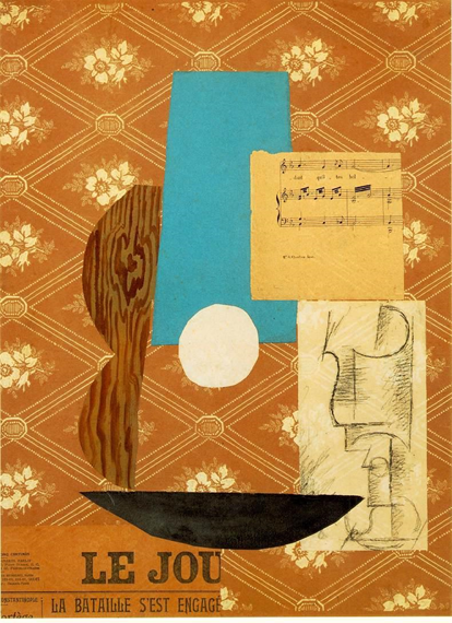 Pablo Picasso, GUITAR, 1912. Sheet music, glass, paper and charcoal on board, 65.4 x 33 x 19 cm -McNay Museum, San Antonio, USA