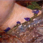 Sir John Everett Millais, (Detail of Ophelia's silver embrodiery), Ophelia, 1851, Oil on Canvas, Courtesy of Wikimedia Commons.
