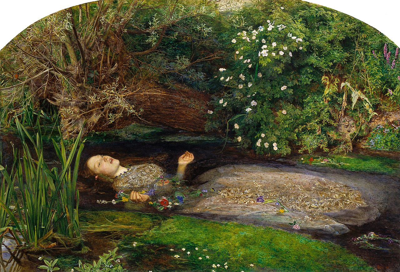 Sir John Everett Millais, Ophelia, 1851-1852, Öl auf Leinwand, mit freundlicher Genehmigung von Wikimedia Commons.