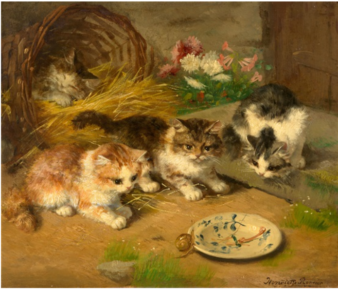 "Four Kittens with a Snail" by Henriette Ronner-Knip