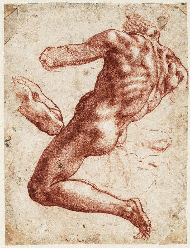 Seated Male Nude; Separate Study Of His Right Arm