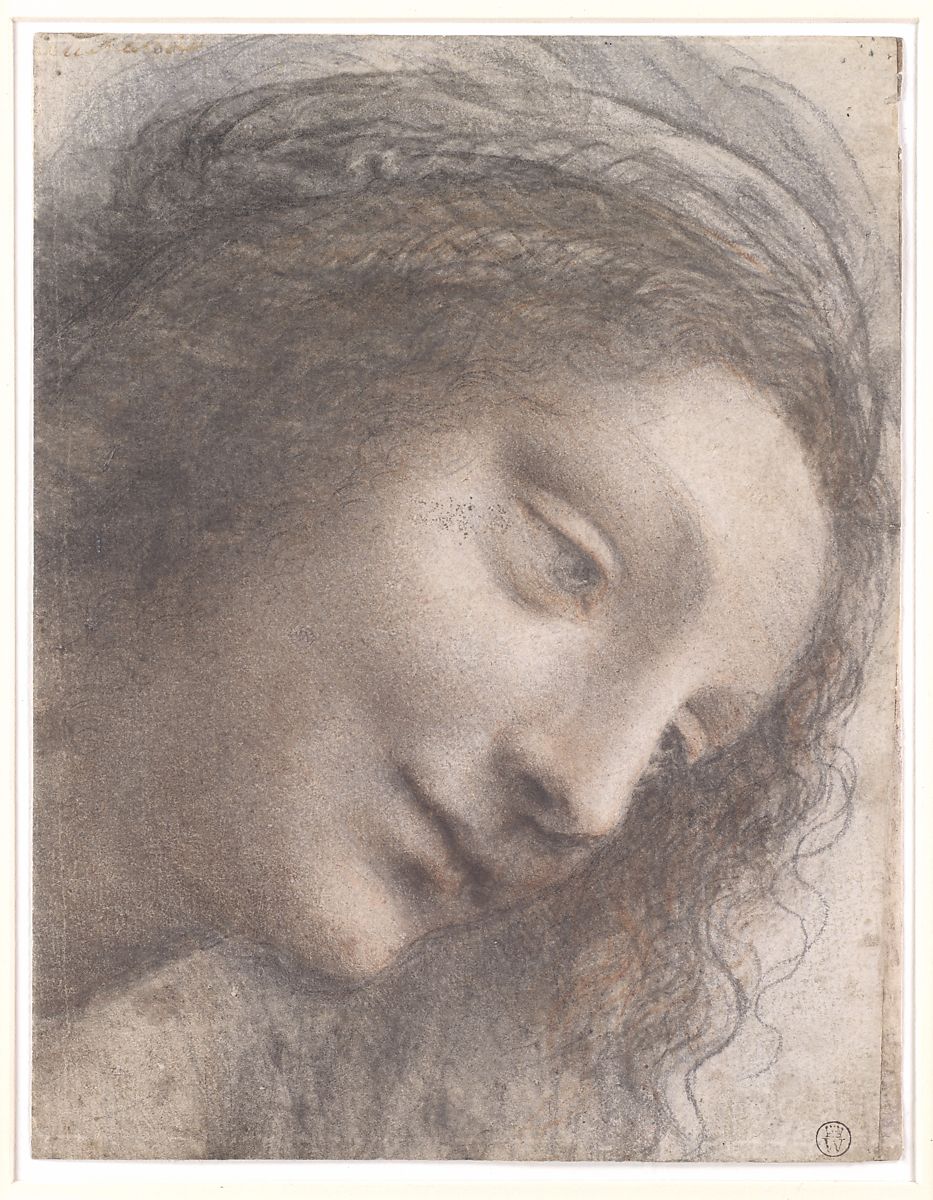 The Head of the Virgin in Three-Quarter View Facing Right, 1510-1513, Leonardo da Vinci