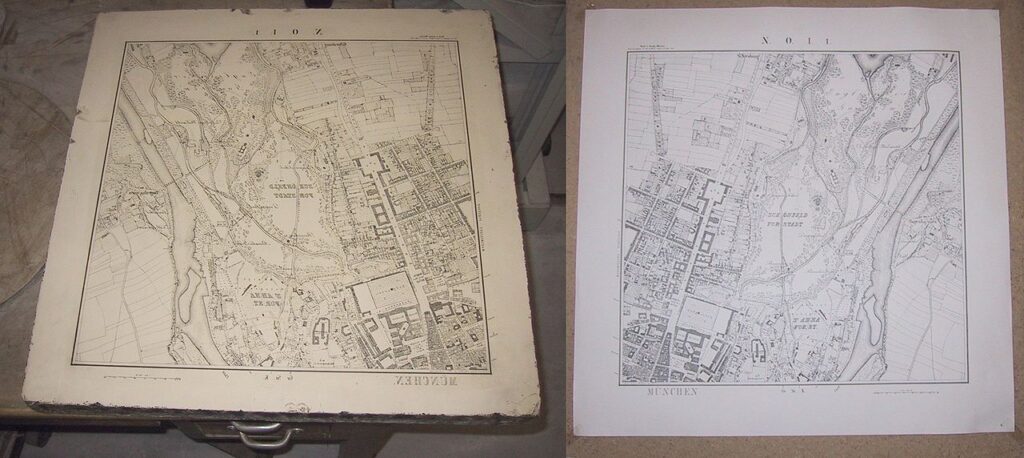 Lithography Stone and Map of Munich