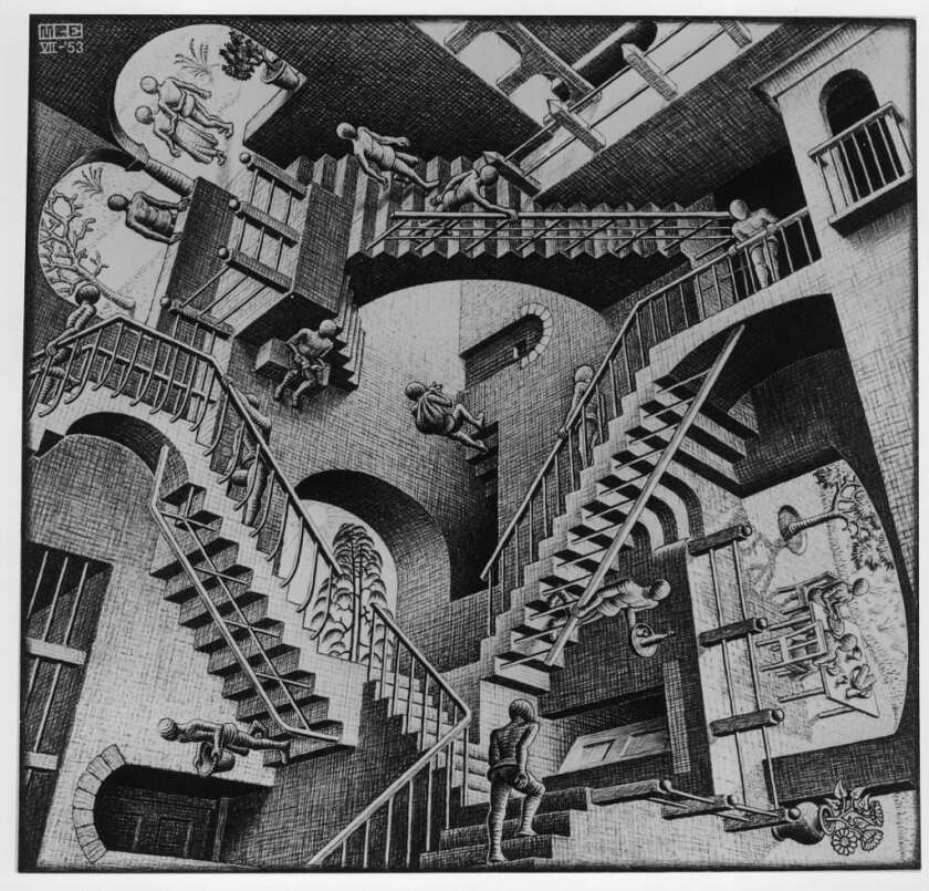 Relativity by M.C. Escher, 1953