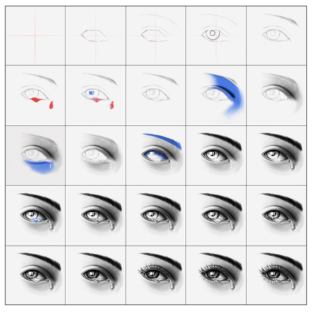 how to draw teary eyes