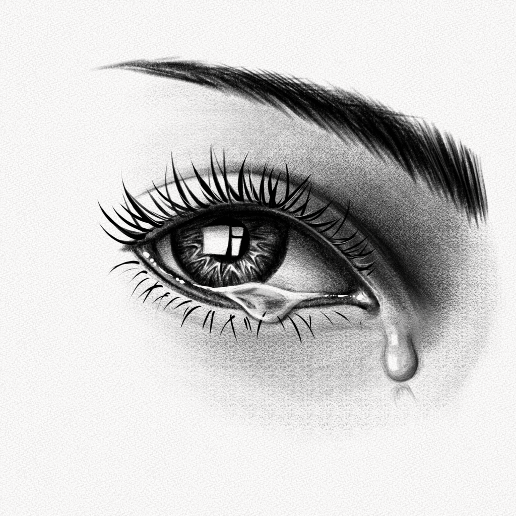 how to draw teary eye