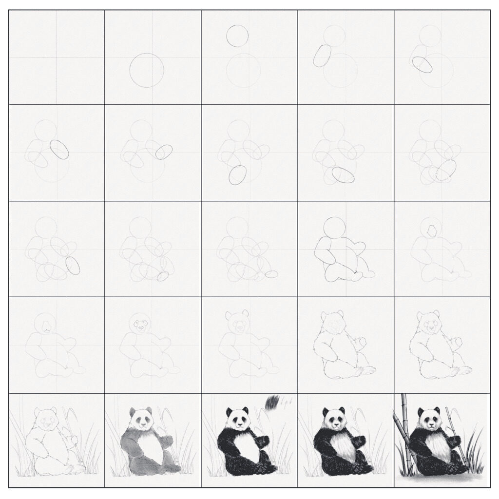 how to draw a panda