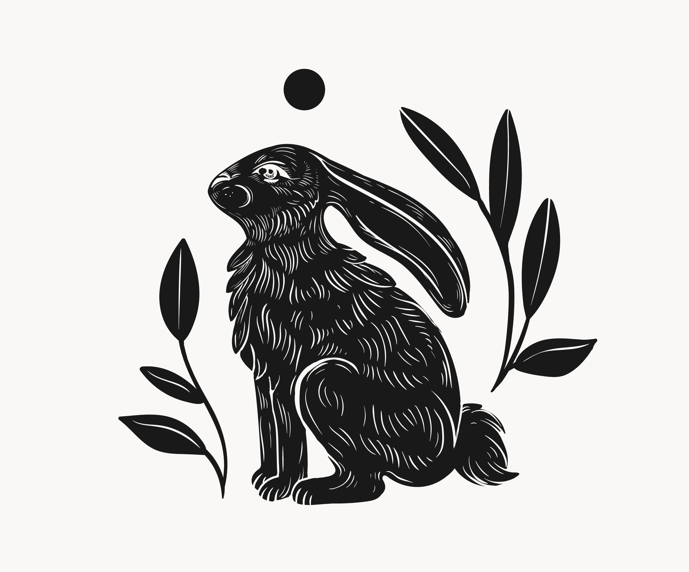 Lapin lapin dans le style Linocut