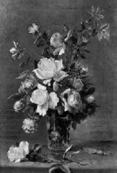  "Stilleben mit Rosen in kleiner Glasvase" by Pierre Nicolas Euler