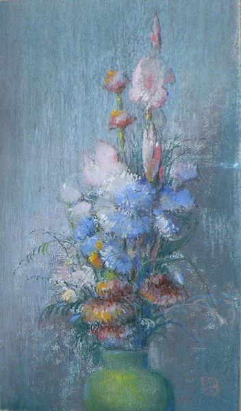 "Flowers in a Green Vase" by Leon Dabo