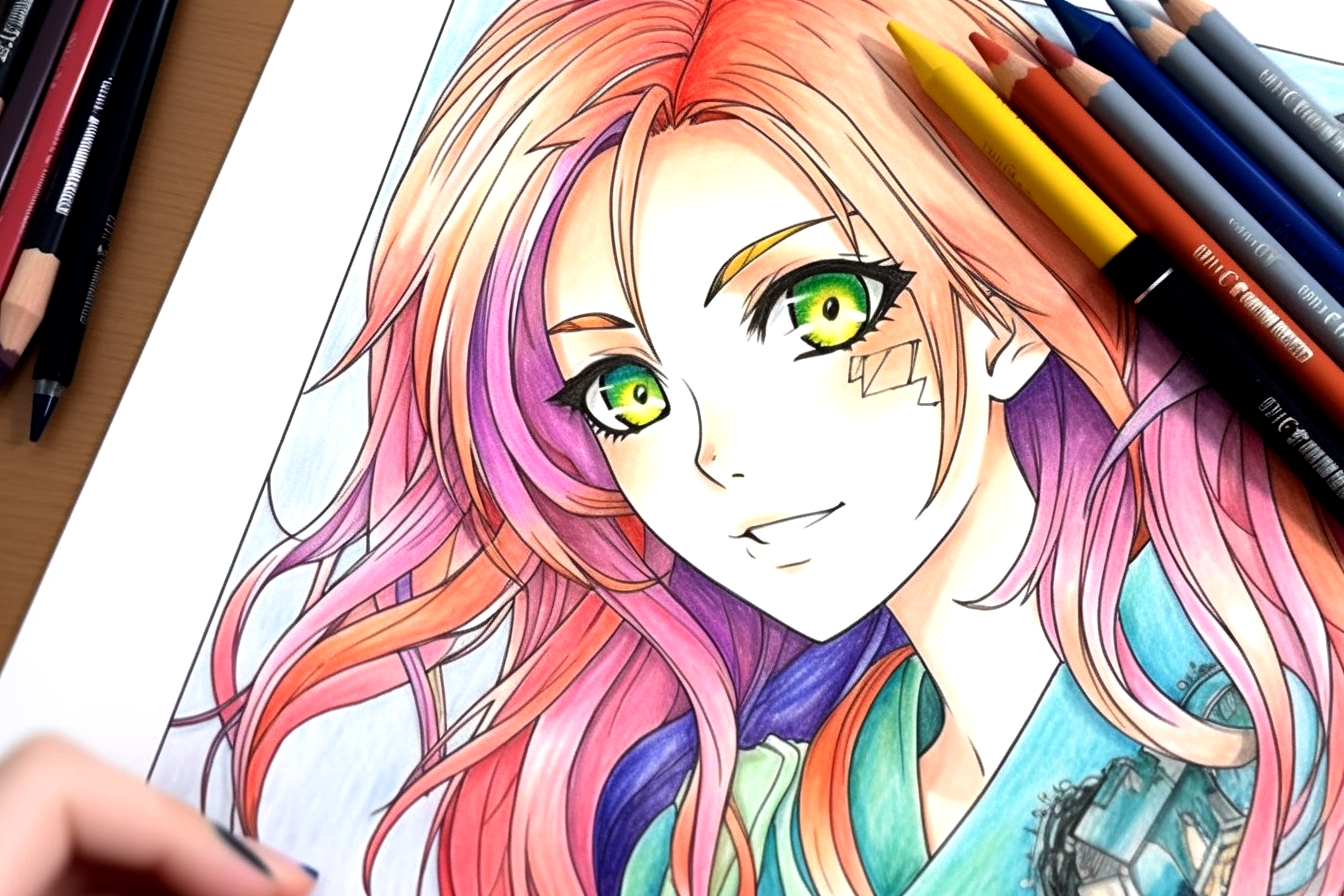 Young Anime Girl Coloring Page | Easy Drawing Guides