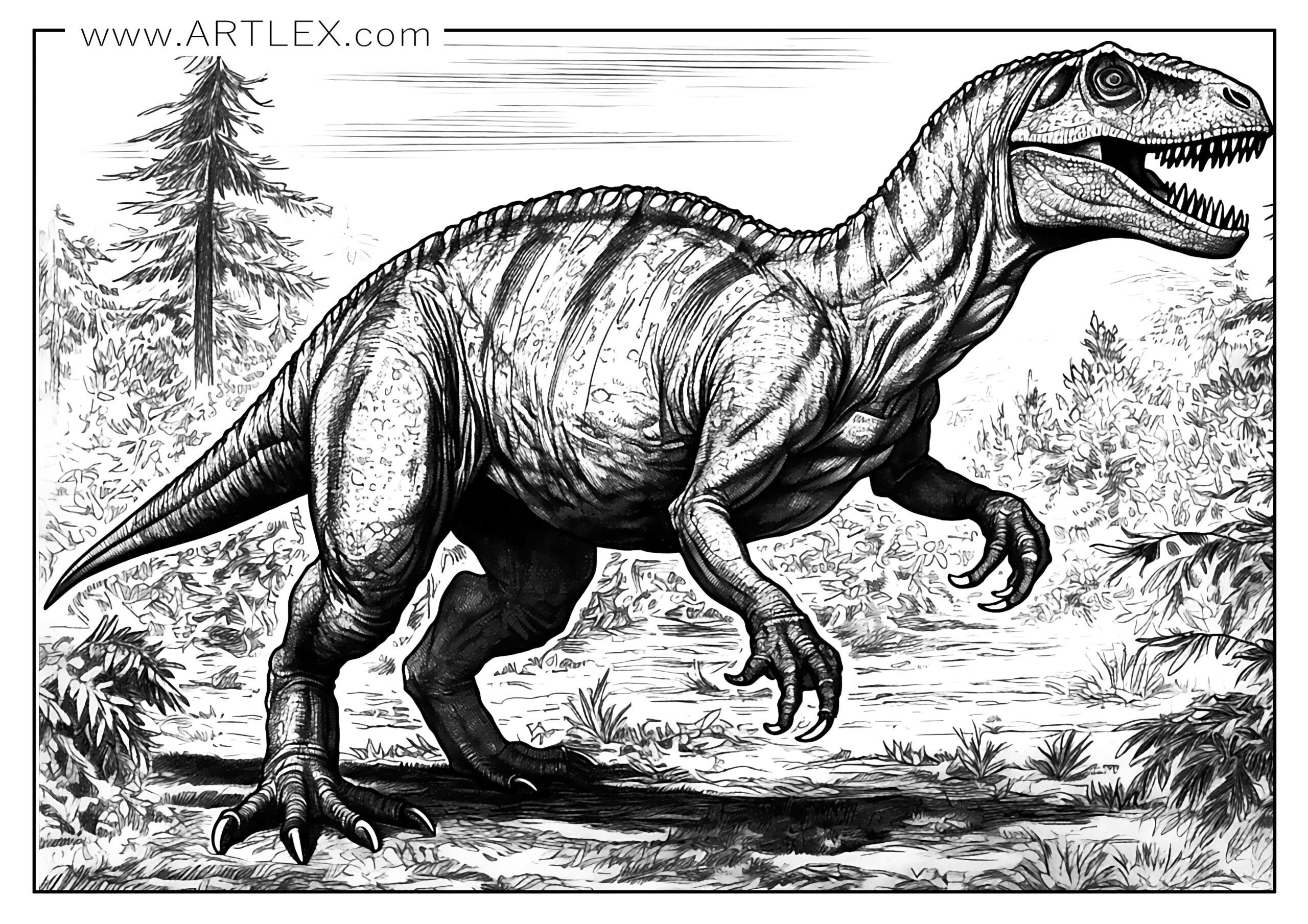 Drawings To Paint & Colour Dinosaur - Print Design 024