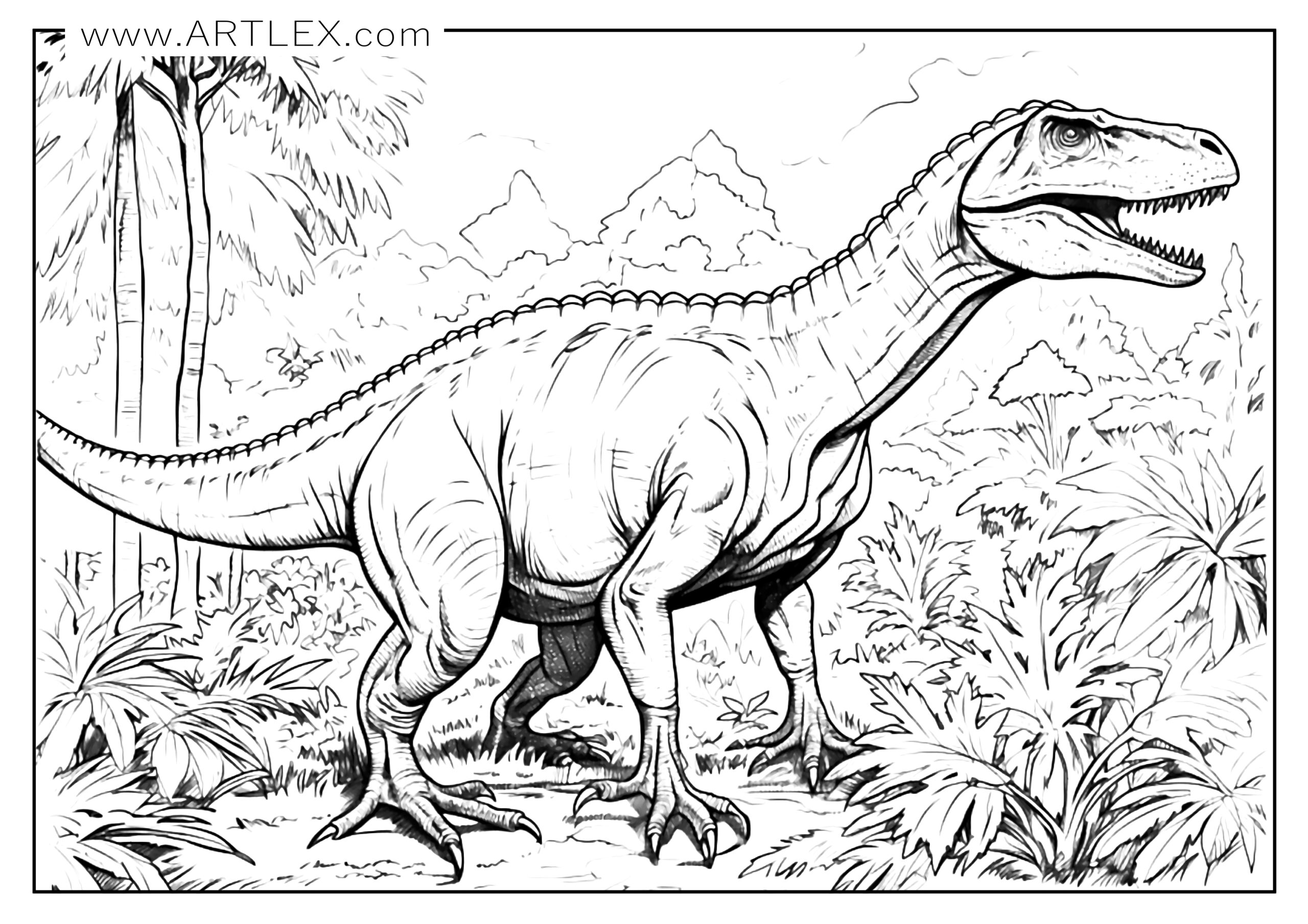 Drawings To Paint & Colour Dinosaur - Print Design 011