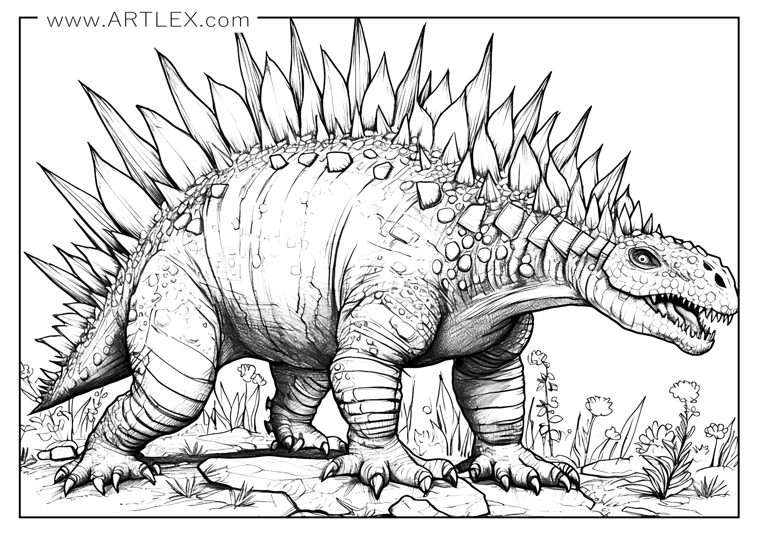 Drawings To Paint & Colour Dinosaur - Print Design 050