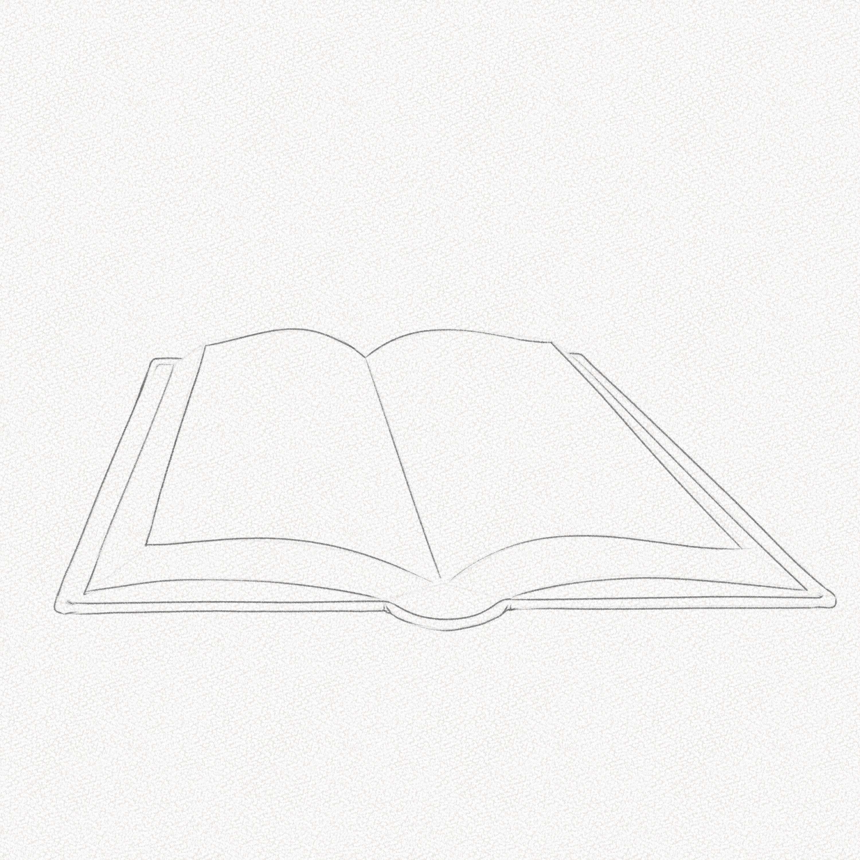 How to draw a book - completed outline of an open book in