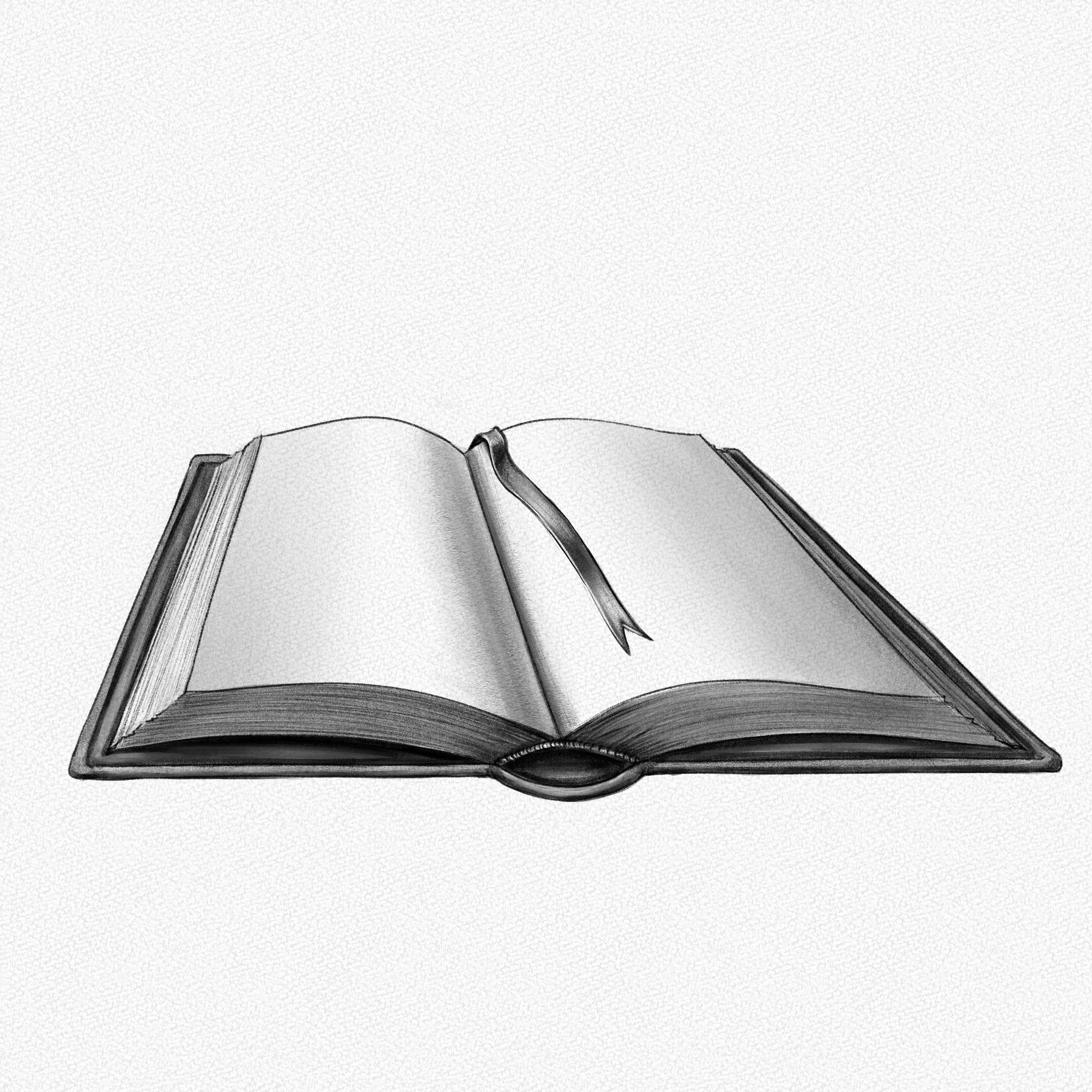 How to draw an open book with a pencil step-by-step drawing tutorial