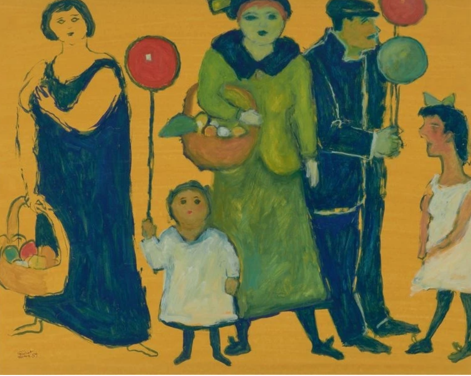 "Enfants et vendeur de ballons" by Fikret Mouallâ