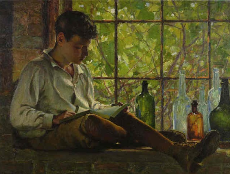 "In the cellar window" by George Agnew Reid