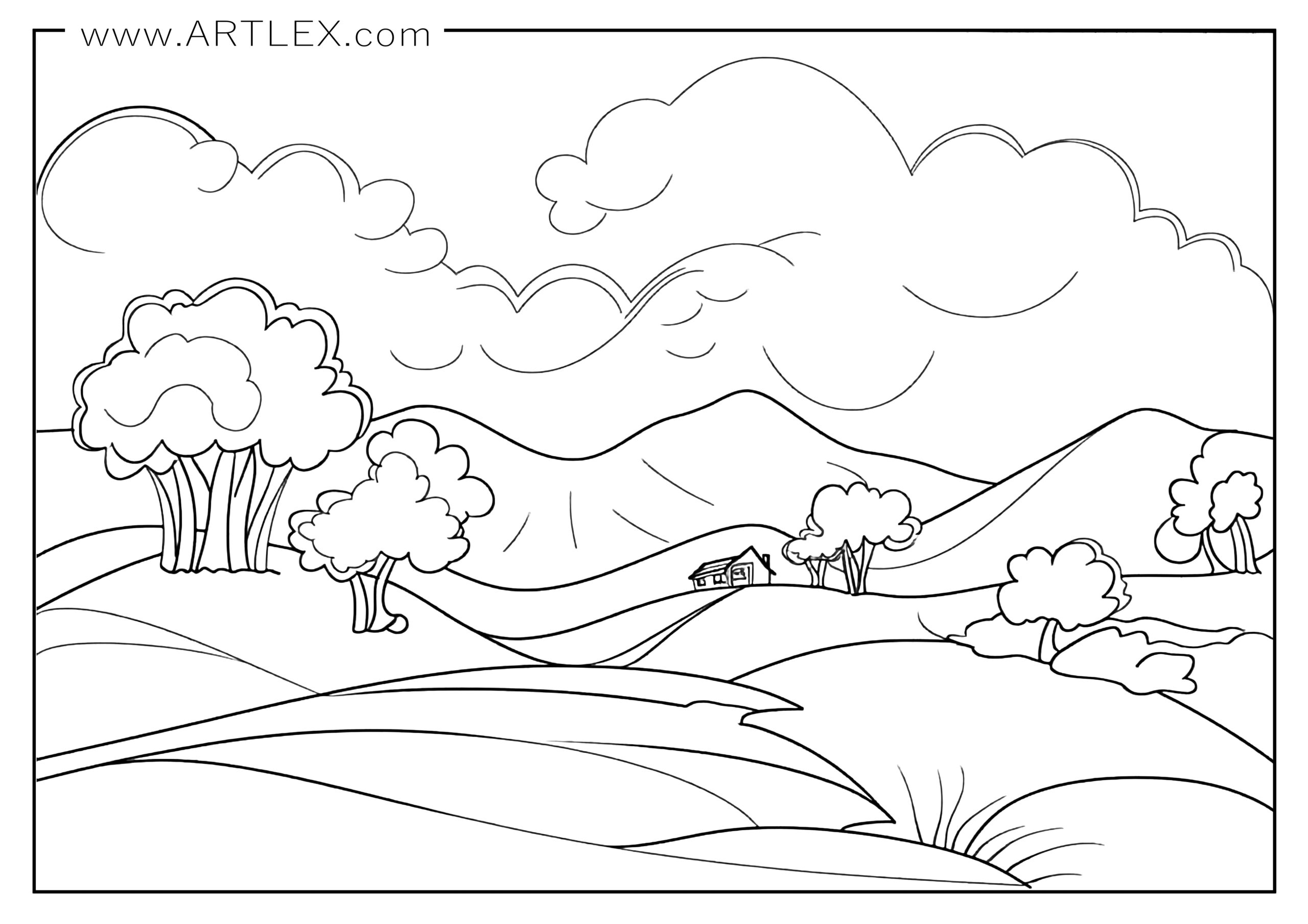 9 of the Best Landscape Coloring Pages (Free + Printable) - Artlex