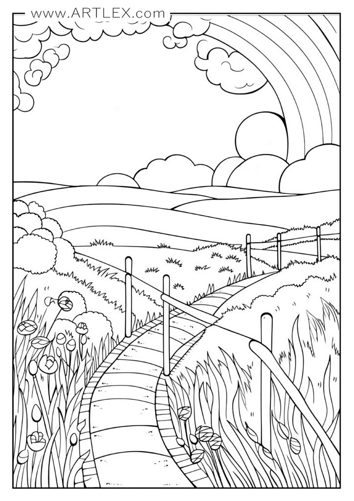 9 of the Best Landscape Coloring Pages (Free + Printable) - Artlex