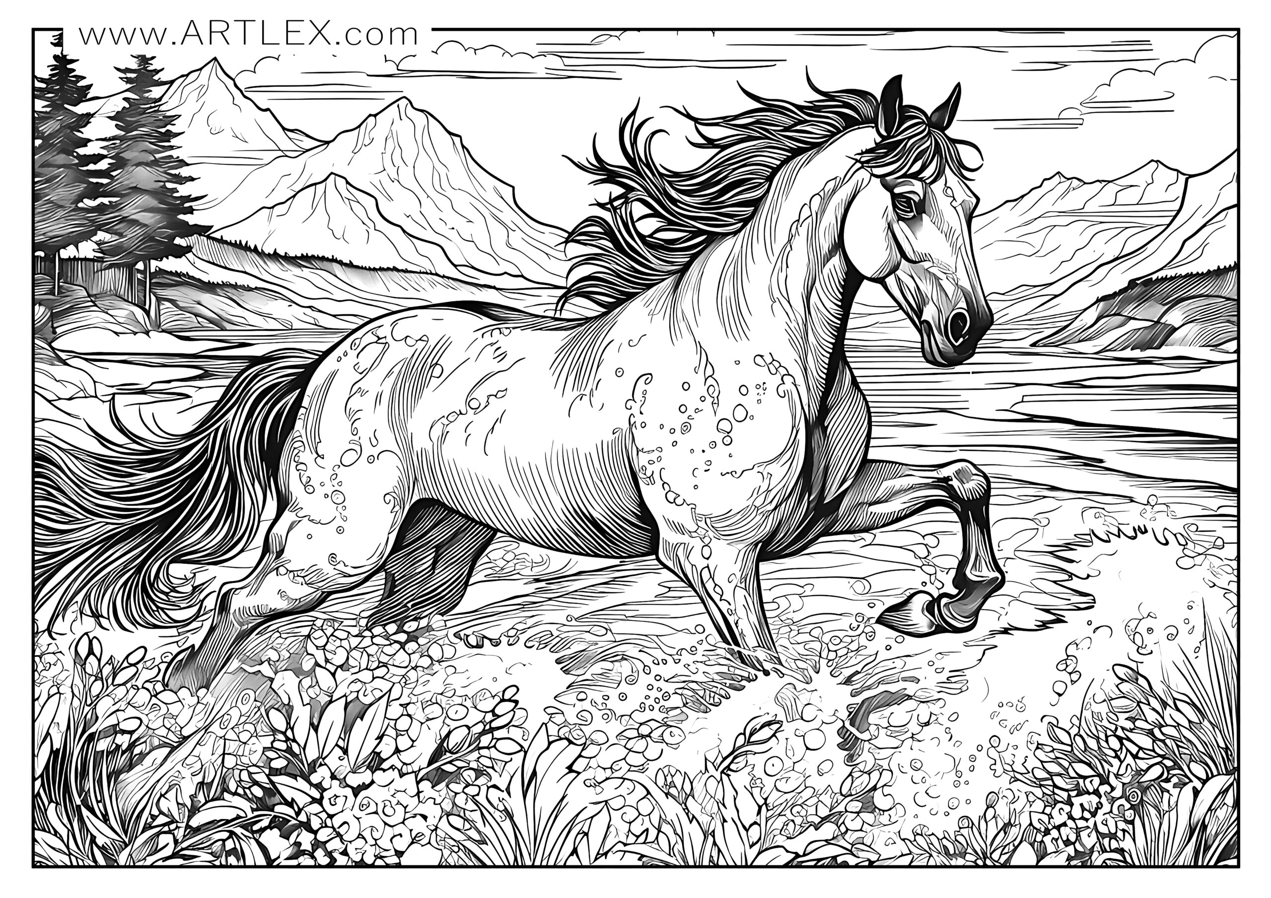 Free Printable Realistic Horse Coloring Pages