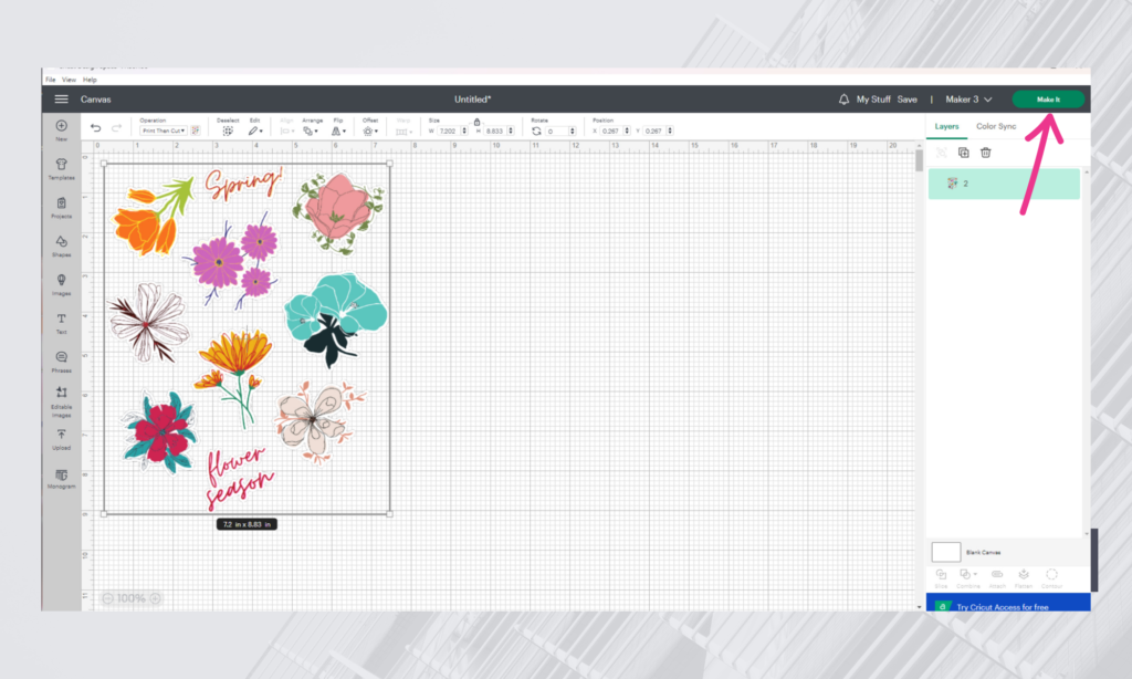 Caricamento del progetto in Cricut Design Space