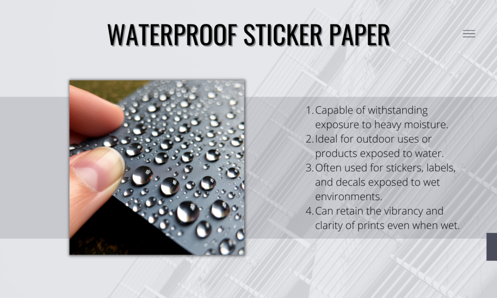 waterproof sticker paper