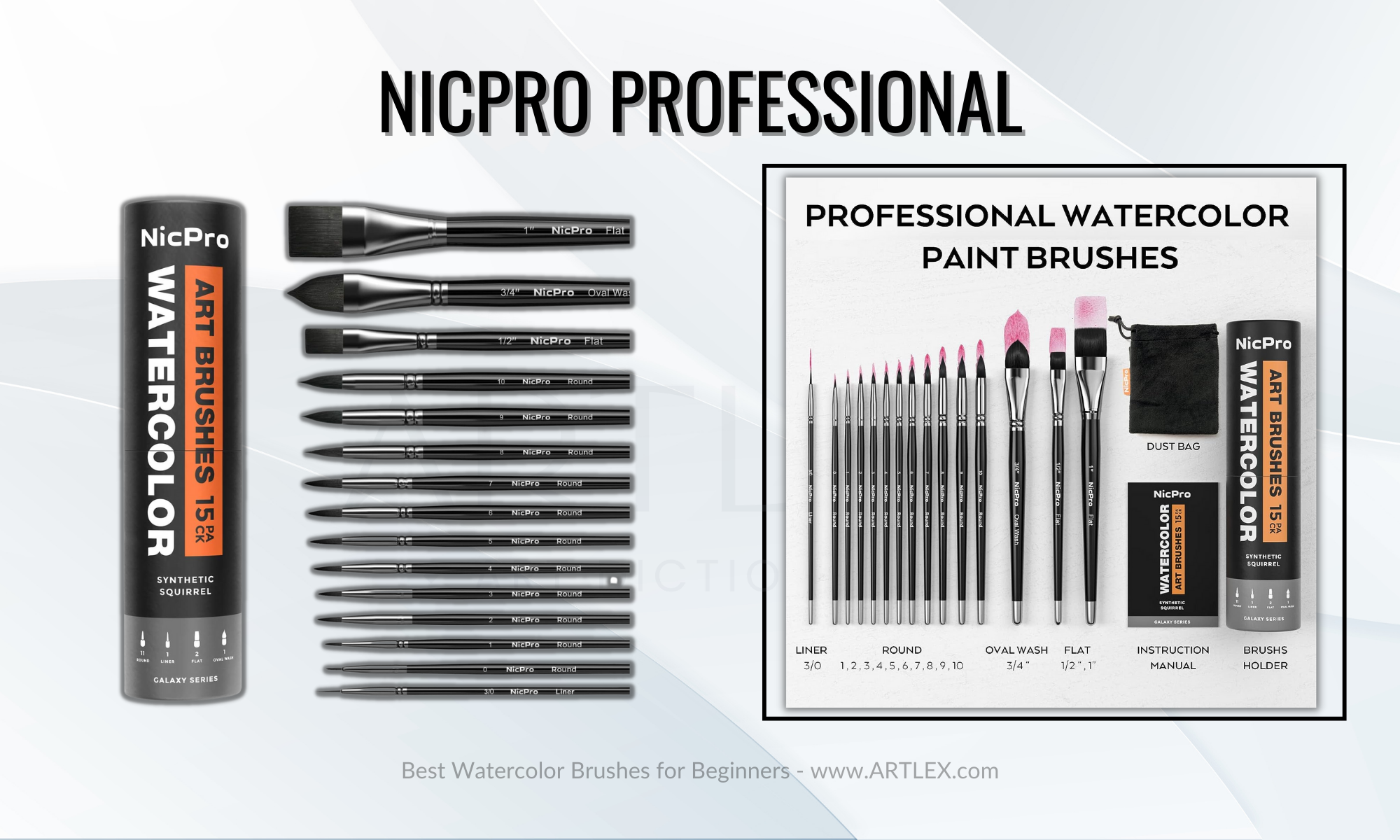 Nicpro 10 PCS Flat Paint Brush Set Art Painting Brushes for Acrylic Wa