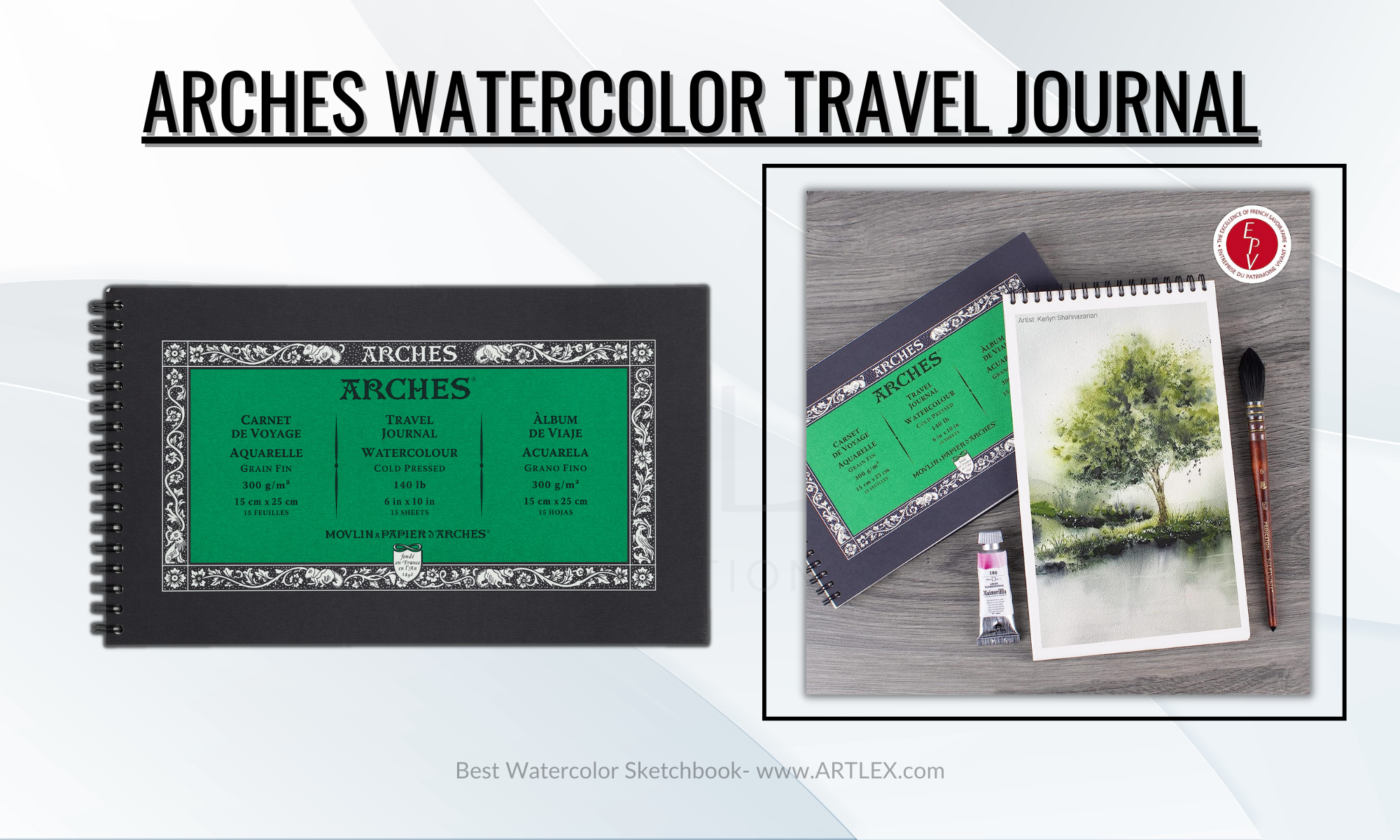 Arches Watercolor Travel Journal 140lb, Cold Press, 6 x 10