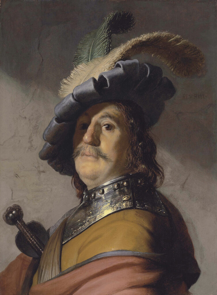 Bust Of A Man Wearing A Gorget And Plumed Beret By Rembrandt - 1626