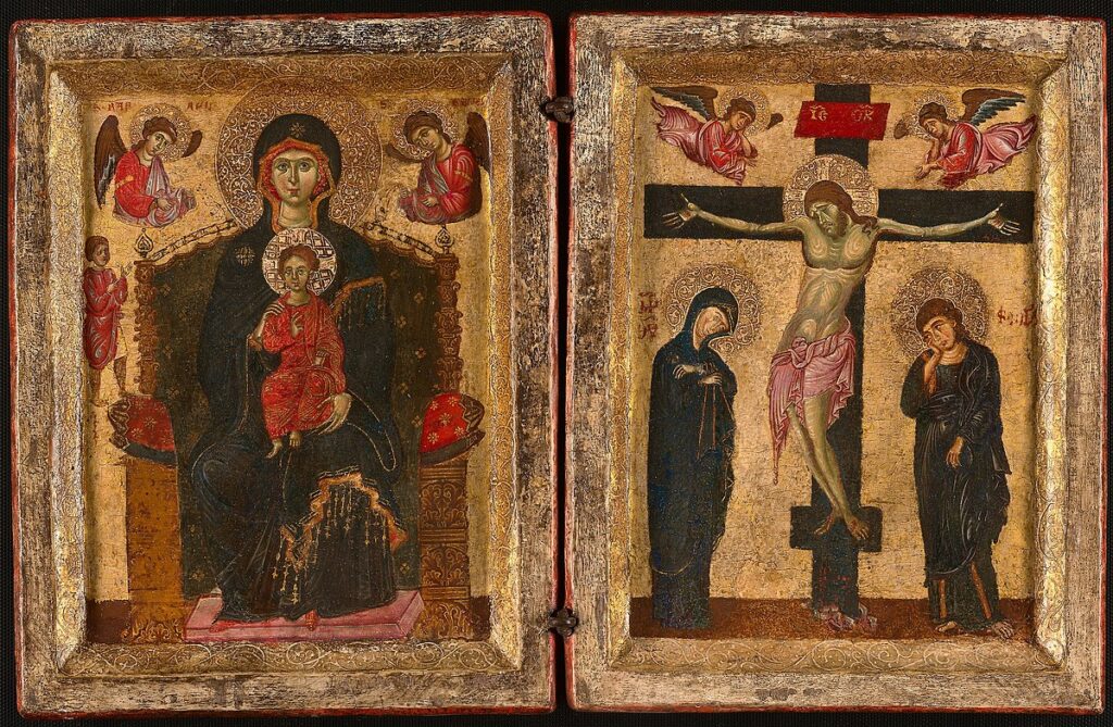 Diptych of the Virgin and Child Enthroned and the Crucifixion (1275 – 1280)